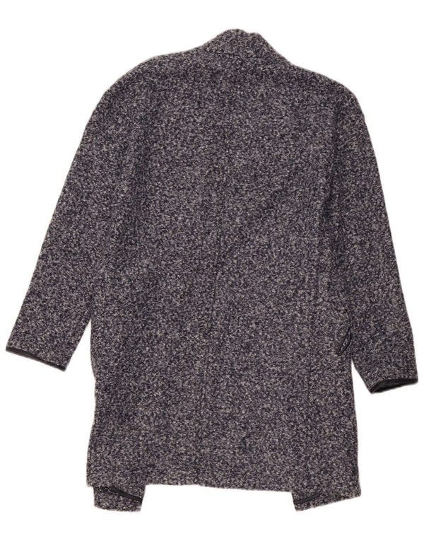 Marks & Spencer Åben overfrakke til kvinder UK 8 Small Navy Blue Flecked Polyester