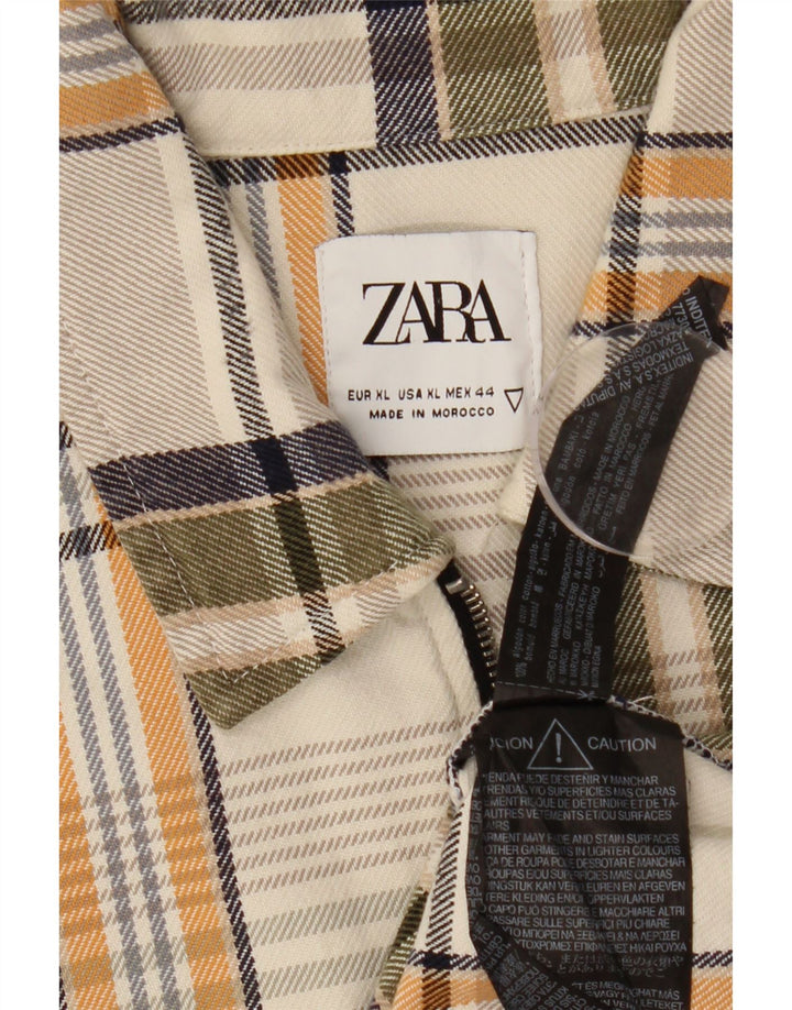 Zara Herre Flanelskjorte XL Flerfarvet ternet bomuld