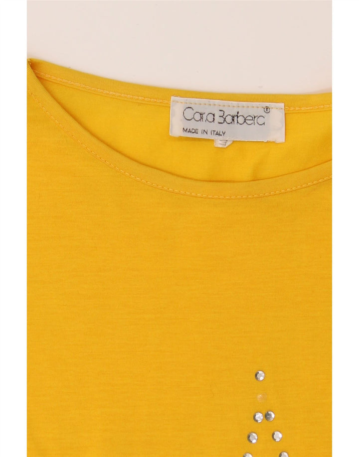 CARLO BARBERA Womens Top 3/4 Sleeve UK 14 Medium Yellow Cotton Vintage Carlo Barbera and Second-Hand Carlo Barbera from Messina Hembry 