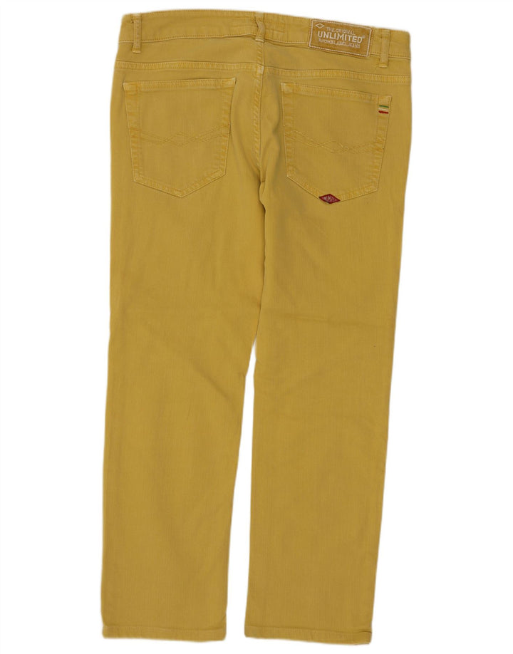 UBEGRÆNSET Herre cropped jeans W31 L25 gul bomuld
