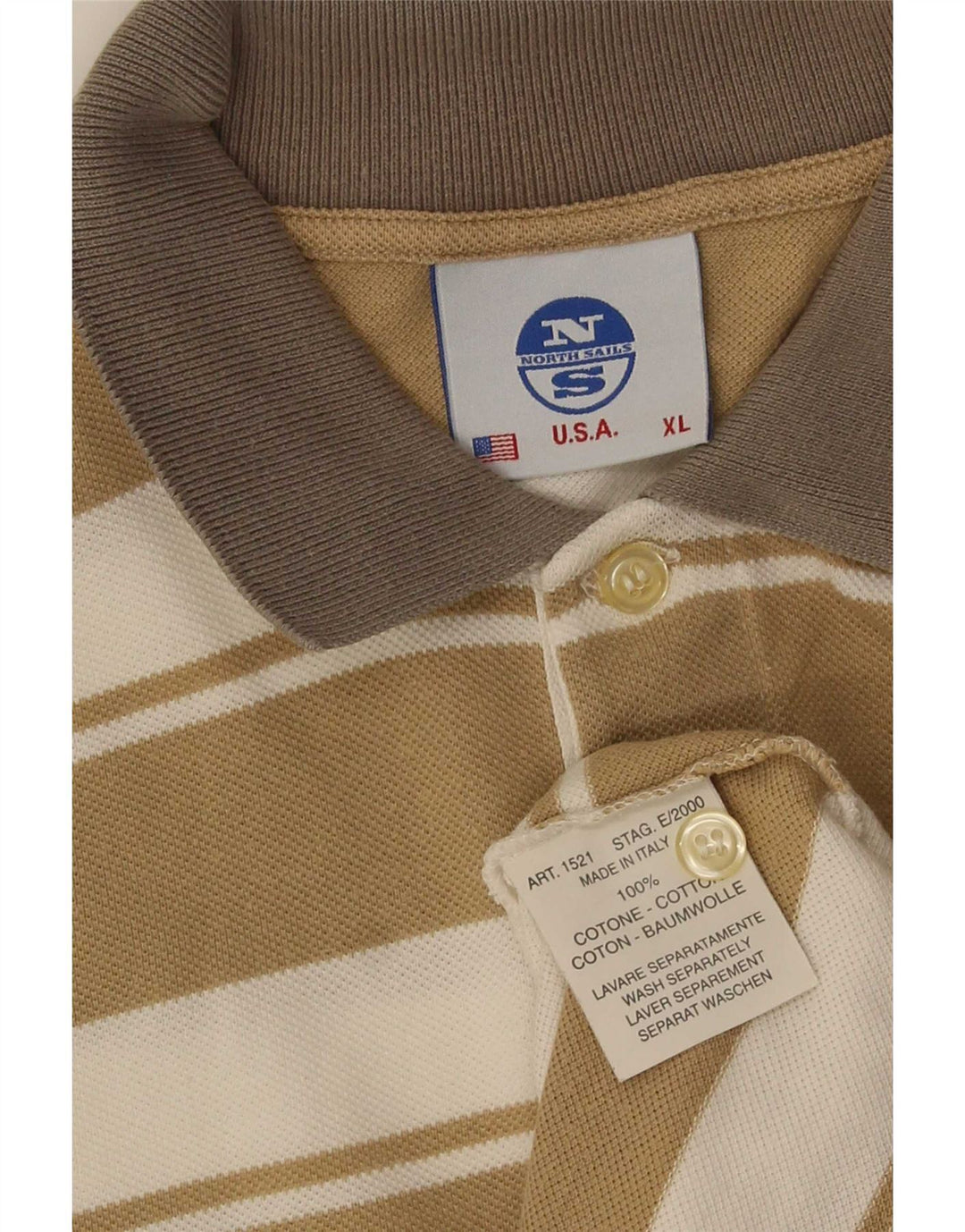 North Sails Herre Polo Shirt XL Beige Stribet Bomuld