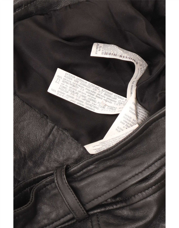 Zara Læder Biker Jacket UK 12 Medium Sort