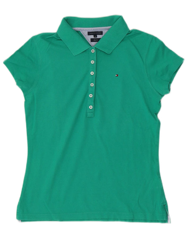Tommy Hilfiger Dame Slim Fit Polo Shirt UK 12 Medium Green Bomuld