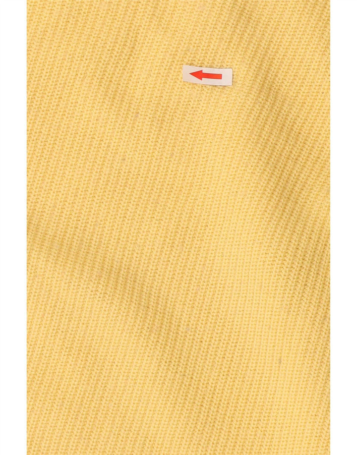 Vintage herre sweater med rund hals, stor gul farveblok