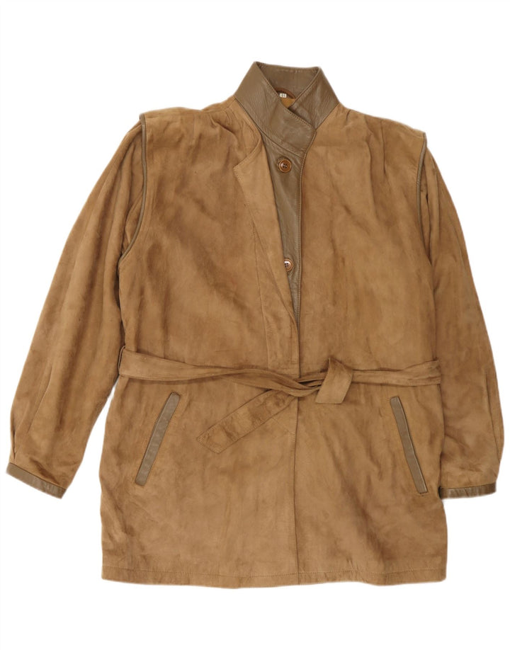 Vintage Dame Oversized Ruskindsjakke IT 44 Medium Brun Læder