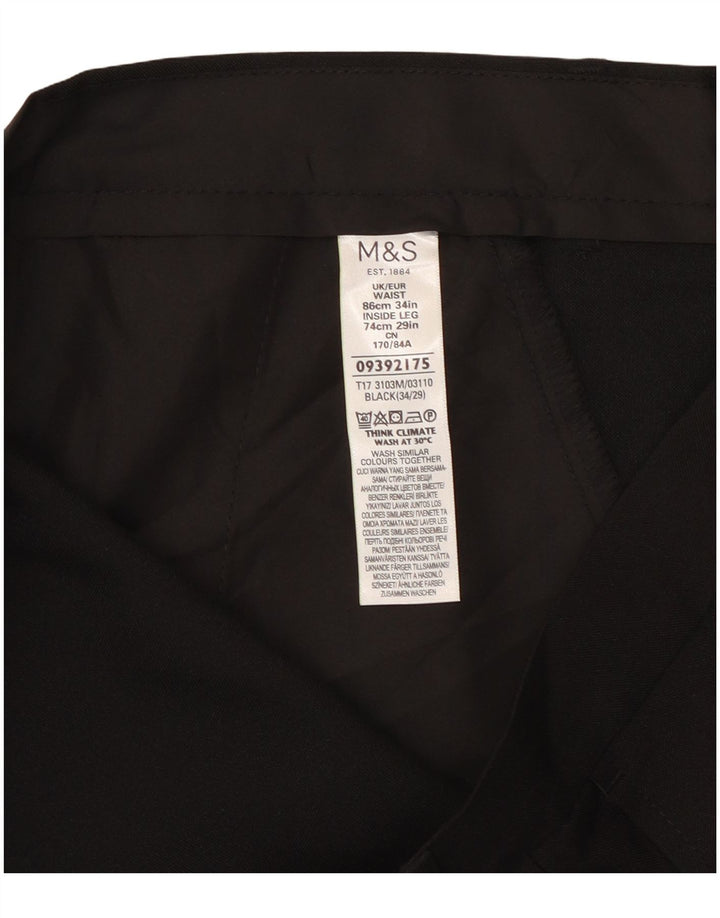 Marks & Spencer Straight Chino-bukser til mænd W34 L29 Sort polyester