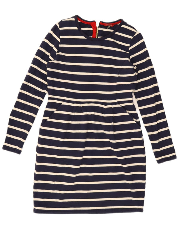 Joules Womens Sheath Dress UK 12 Medium Navy Blue Striped Cotton Nautical