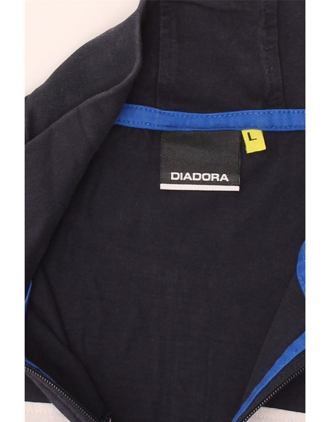 DIADORA Womens Tracksuit Top Jacket UK 16 Large Navy Blue Colourblock Vintage Diadora and Second-Hand Diadora from Messina Hembry 