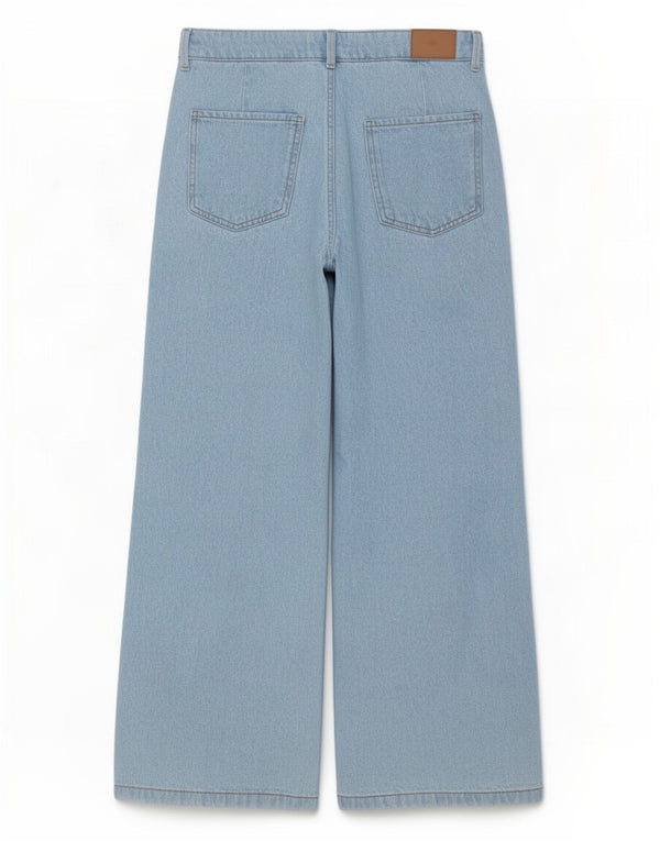 Zara Dame Jeans med brede ben EU 38 Small W28 L27 Blå Bomuld