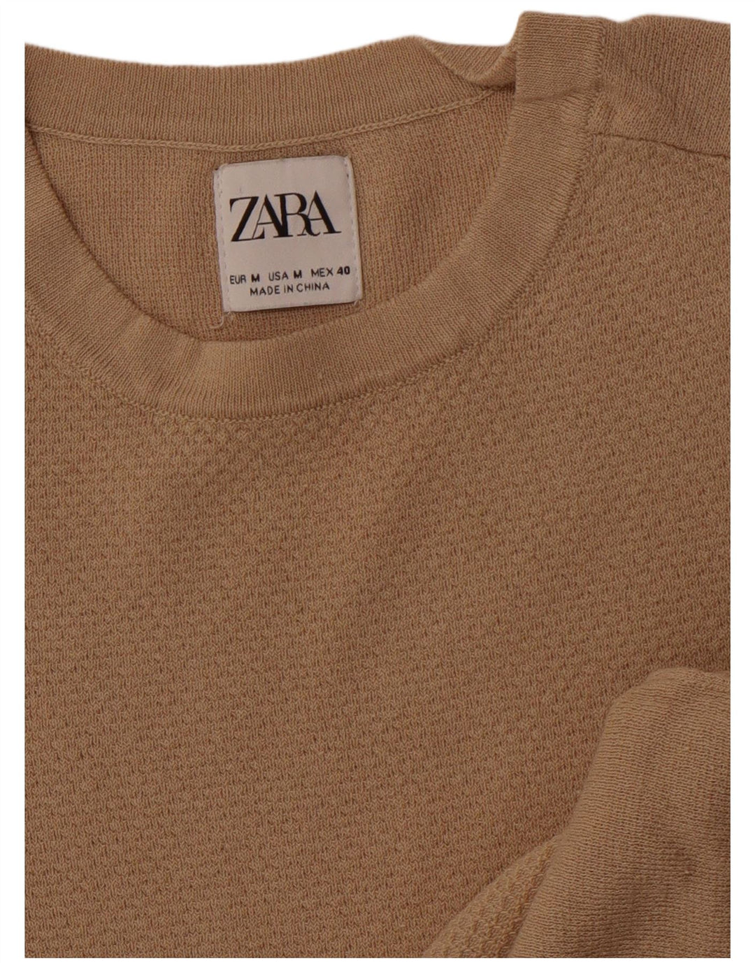 Zara Herre T-Shirt Top Medium Beige