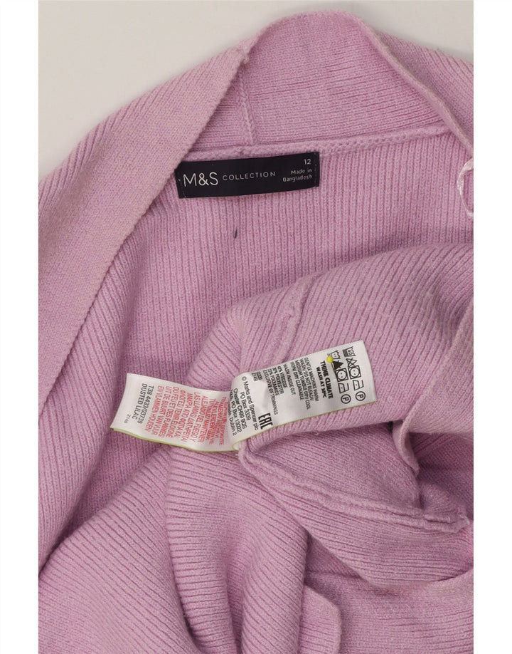 Marks & Spencer Dame Longline Åben Cardigan Sweater UK 12 Medium Pink