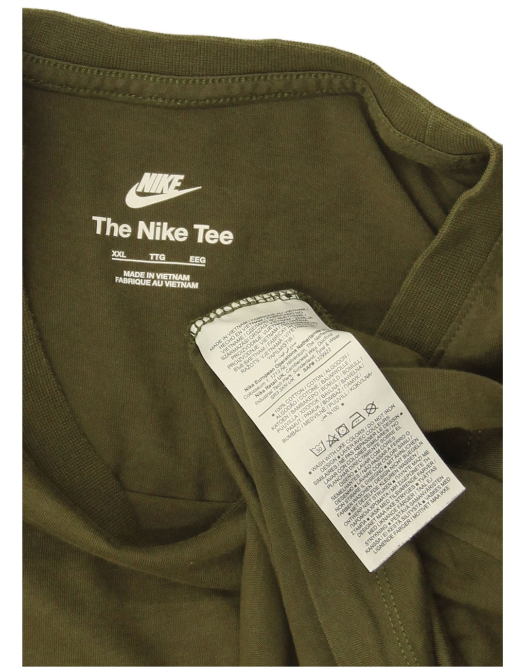 NIKE T-shirt top til mænd 2XL Khaki Bomuld