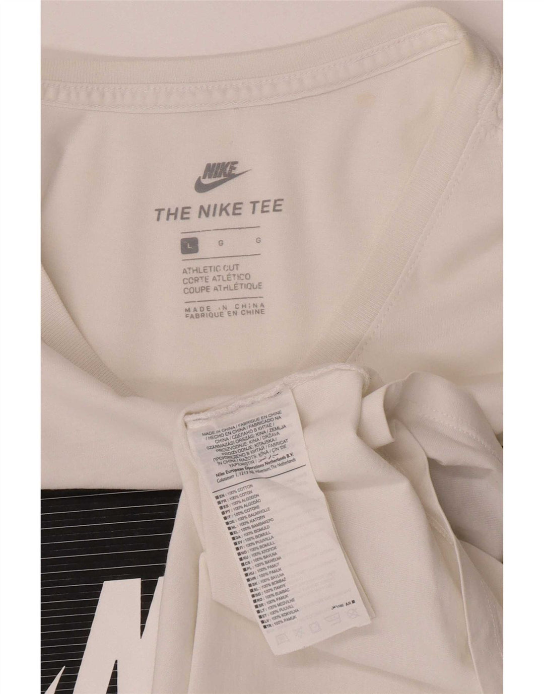 Nike Herre Athletic Cut Grafisk T-Shirt Top Stor Hvid Bomuld