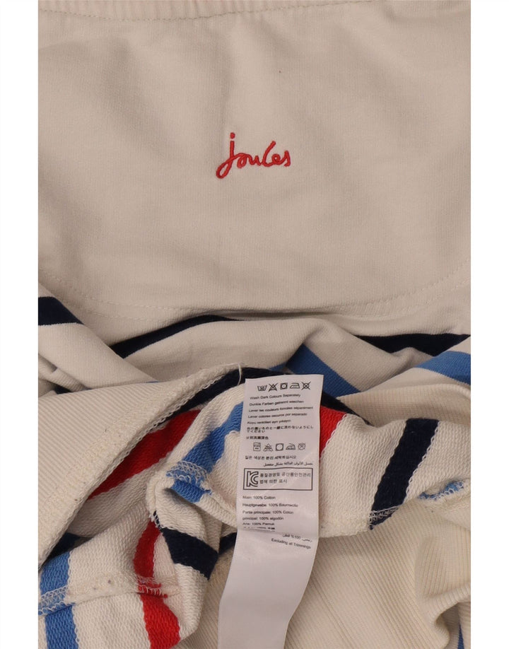 Joules Dame Oversized Sweatshirt Jumper UK 14 Medium hvid stribet bomuld
