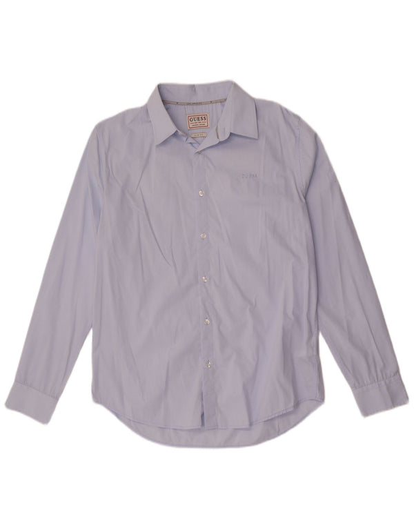 Guess Herre Slim Fit Shirt UK 34 Small Blue Cotton