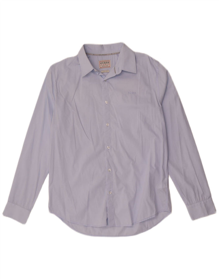 Guess Herre Slim Fit Shirt UK 34 Small Blue Cotton