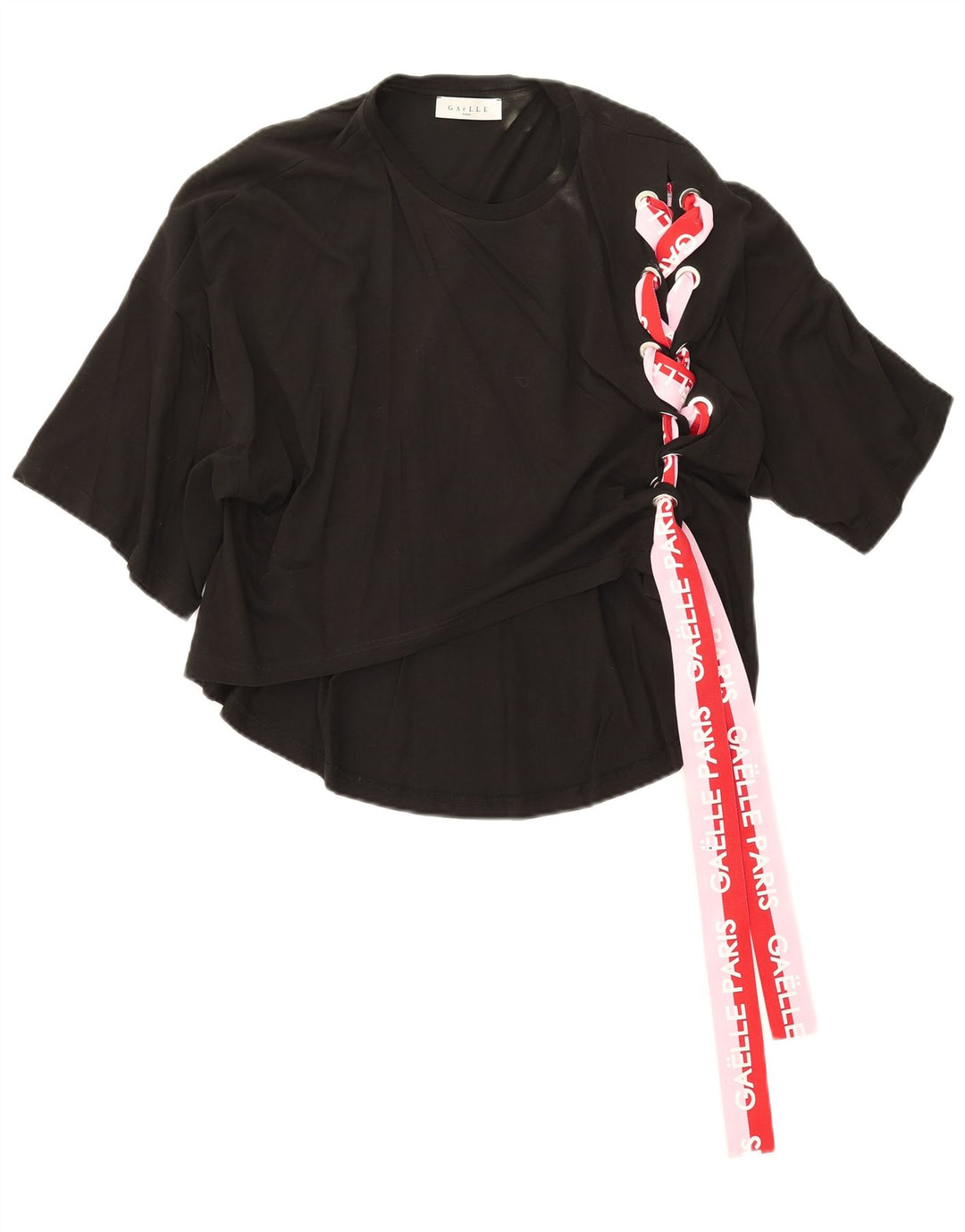 Gaelle Dame Grafisk Oversized Bluse Top US 0 2XS Sort Bomuld