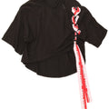 Gaelle Dame Grafisk Oversized Bluse Top US 0 2XS Sort Bomuld