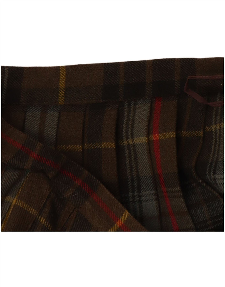 VINTAGE Kvinder slå-om nederdel W28 Medium Khaki Plaid