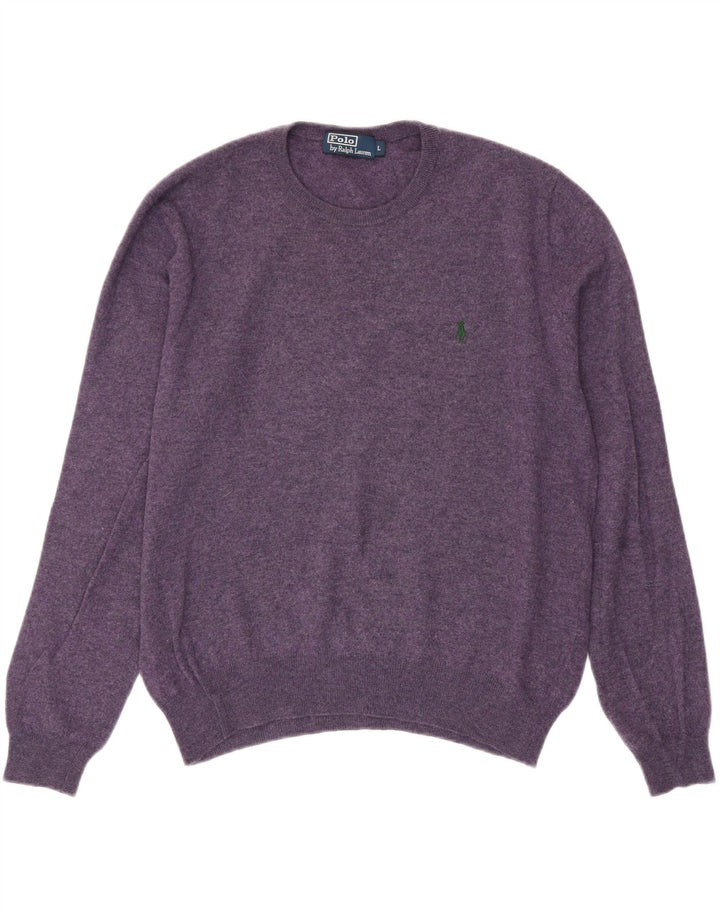 POLO RALPH LAUREN Herre Crew Neck trøje Sweater Large Lilla Flecked