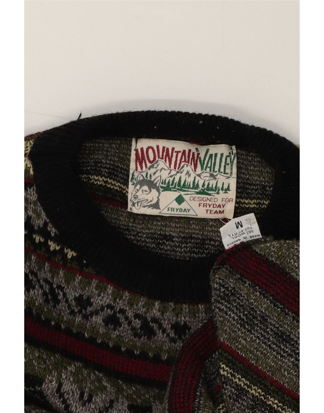 Fryday Herre Crew Neck Jumper Sweater Medium Multicolored Fair Isle