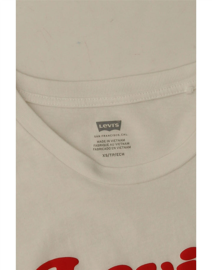 LEVI'S Womens Graphic T-Shirt Top UK 6 XS White Vintage Levi's and Second-Hand Levi's from Messina Hembry 