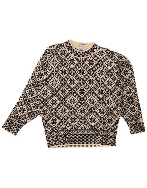 Dale of Norway Womens Crew Neck Jumper Sweater UK 14 Medium Beige Fair Isle