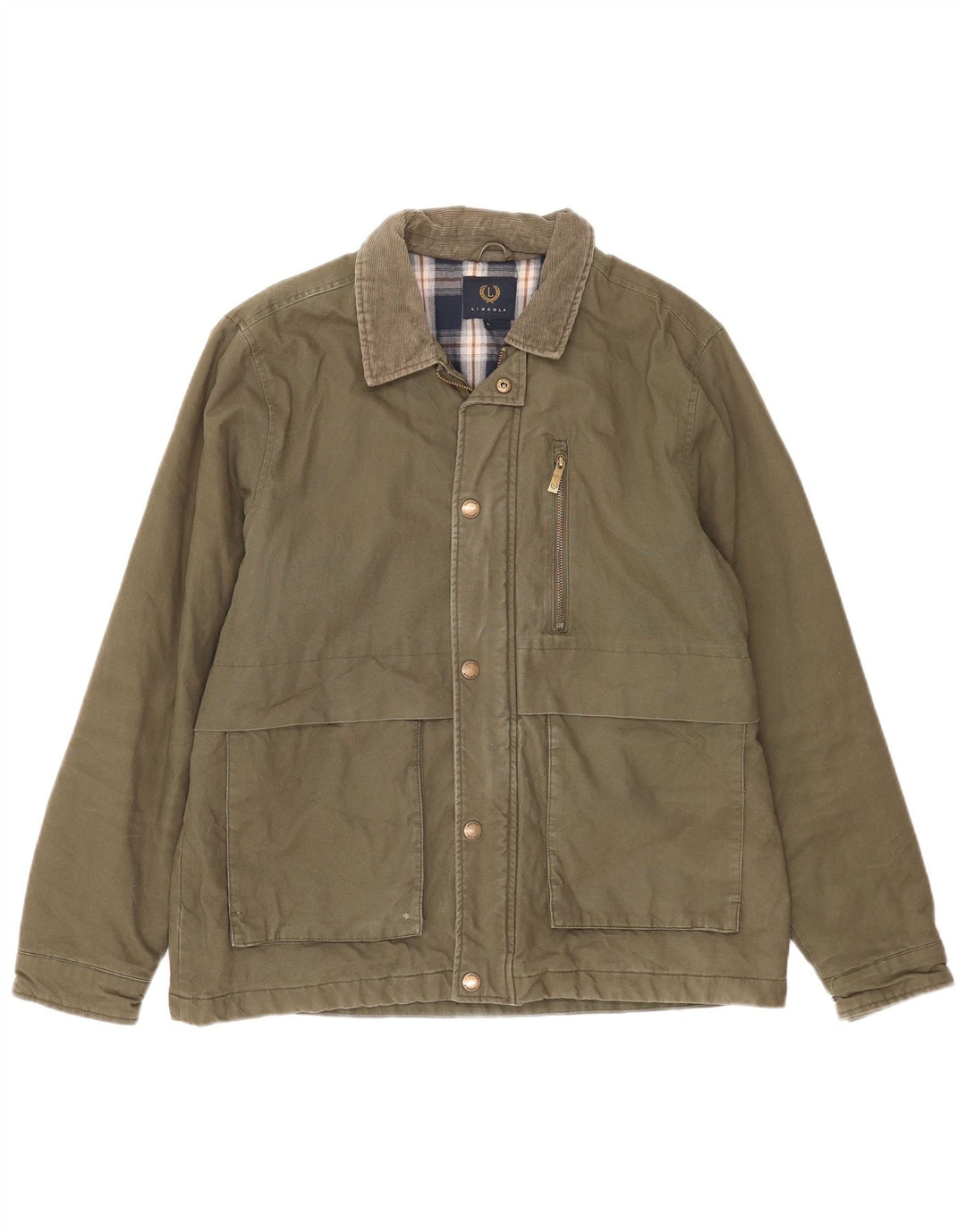 Lincoln Herre Utility Jacket UK 40 Large Khaki Cotton