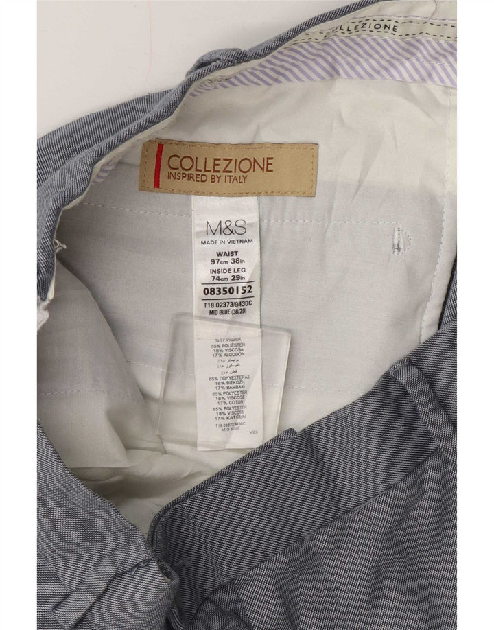 Marks & Spencer Straight Casual Bukser til mænd W38 L29 Blå Polyester