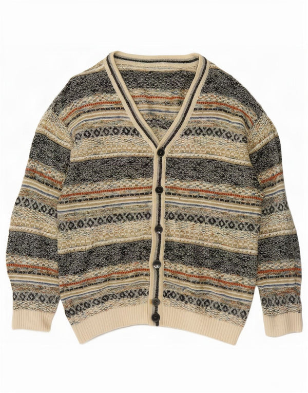 Vintage herre cardigan sweater IT 48 Medium Flerfarvet Fair Isle Bomuld