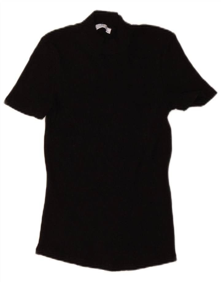 Zara Dame T-Shirt Top UK 8 Lille Sort