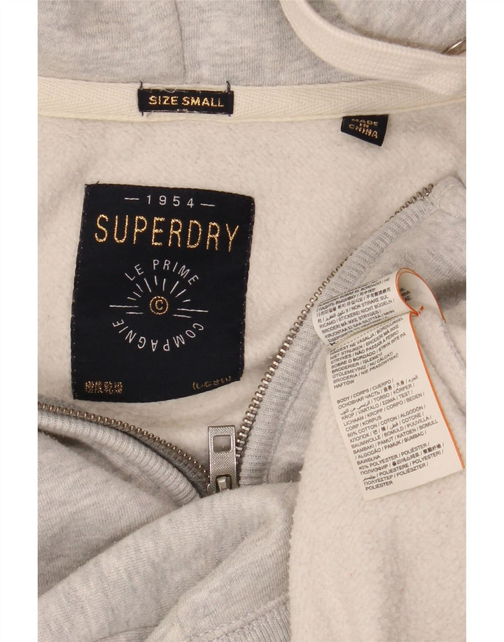 SUPERDRY Herre grafisk hættetrøje med lynlås, lille grå flækket bomuld