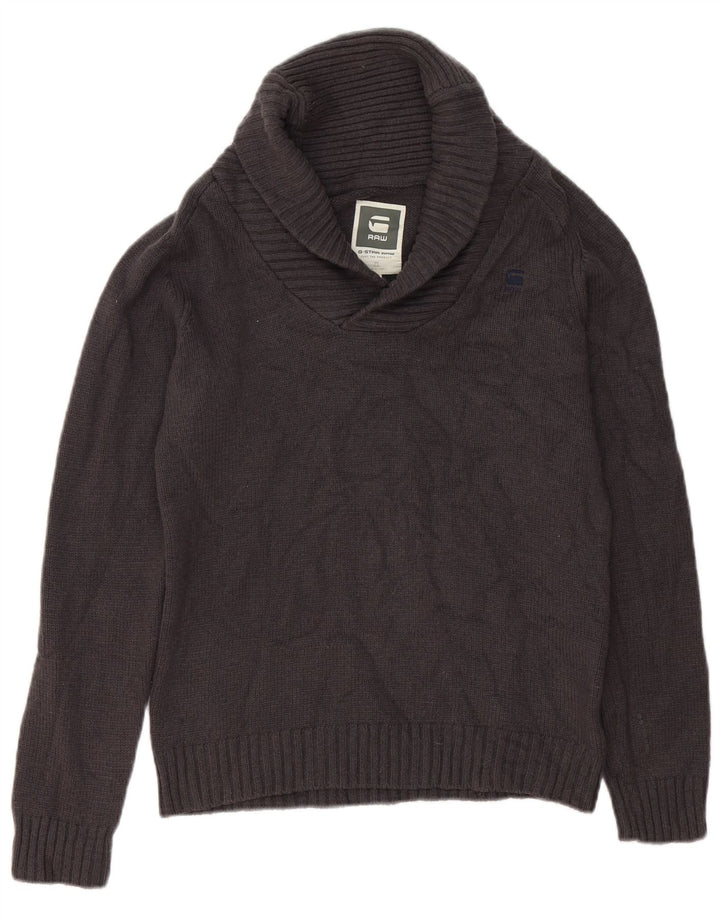 G-Star Herre Shawl Neck Jumper Sweater Medium Grey Lammeuld