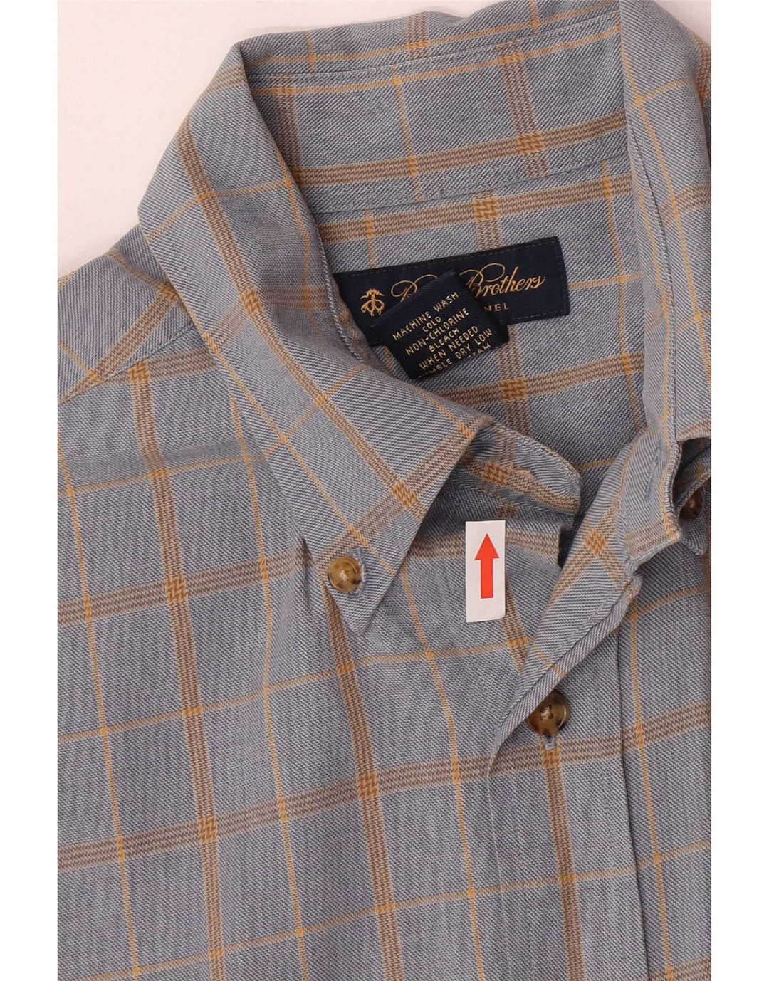 Brooks Brothers Flannelskjorte til mænd Medium Blue Plaid Bomuld