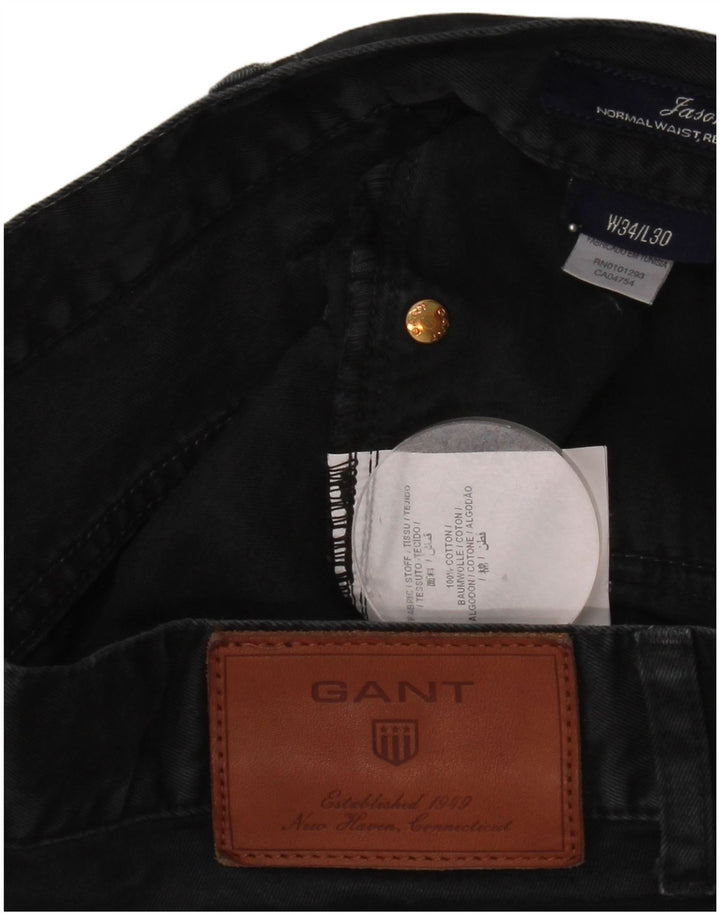Gant Straight Jeans til mænd W34 L30 sort bomuld