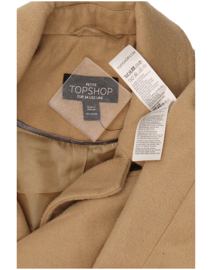 Topshop Dame Overfrakke UK 6 XS Beige Polyester
