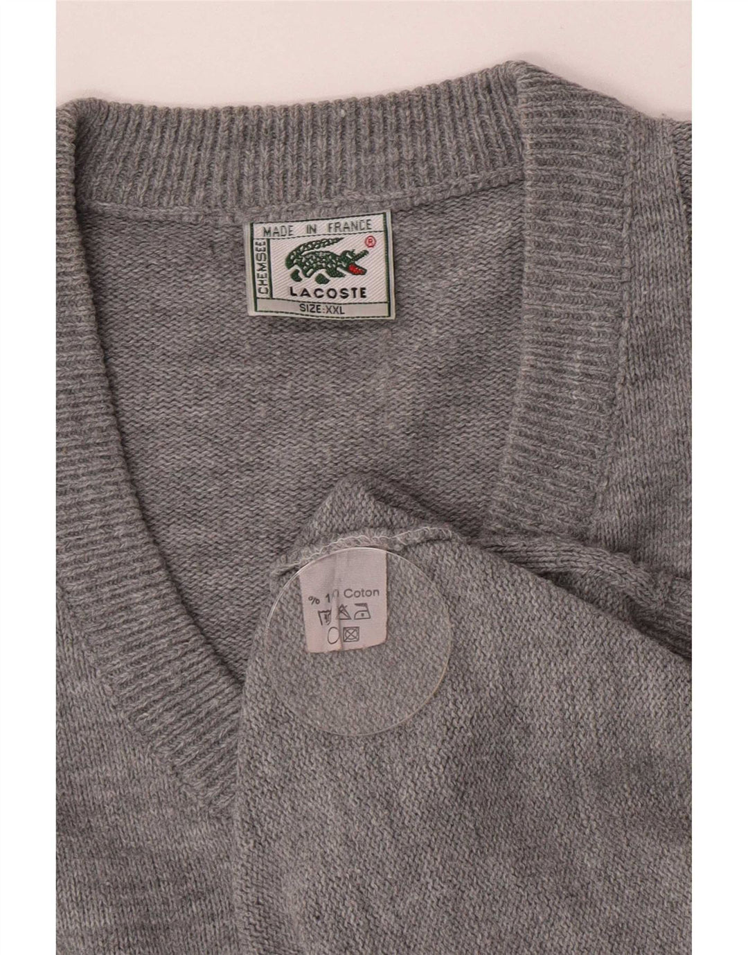Lacoste Herre V-hals sweater 2XL Grå Bomuld