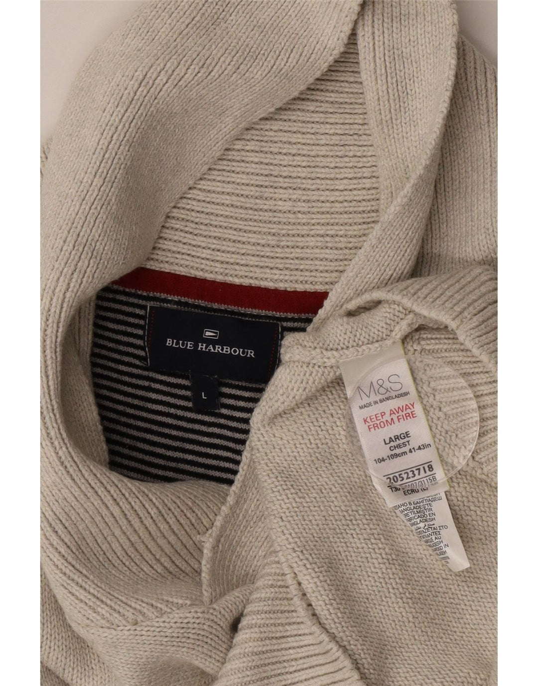 MARKS & SPENCER Herre sjalhalstrøjetrøje UK 41/43 Large Grey