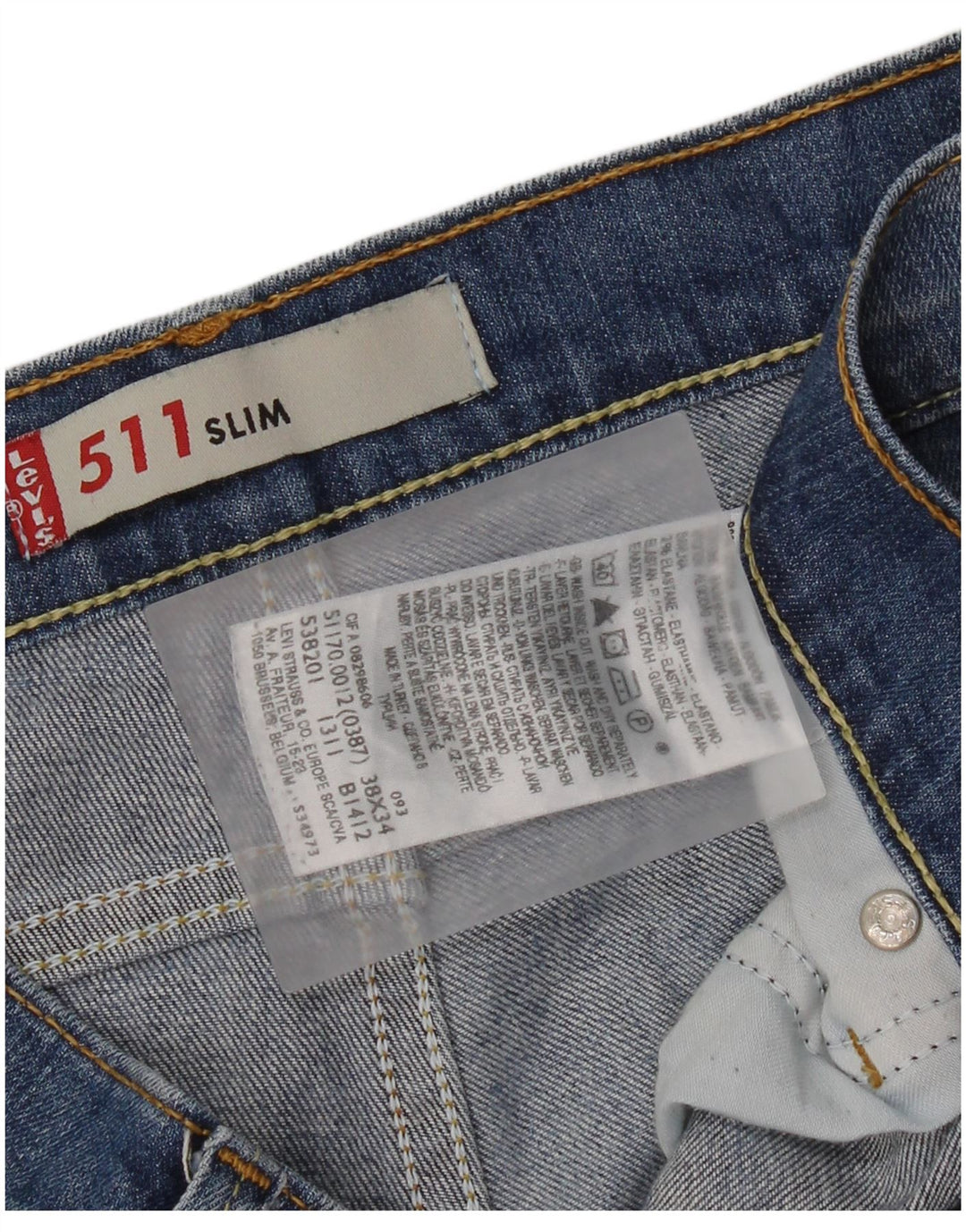 Levi's Herre 511 Slim Jeans W38 L34 Blå Bomuld