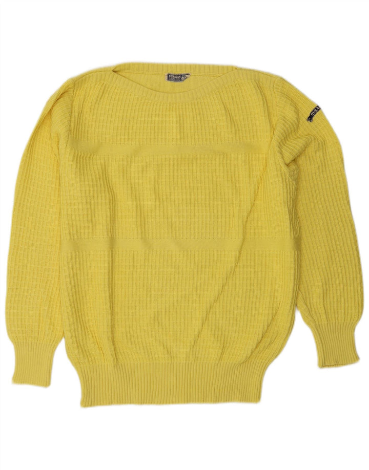 Ouragan Dame Boat Neck Jumper Sweater UK 14 Large Yellow