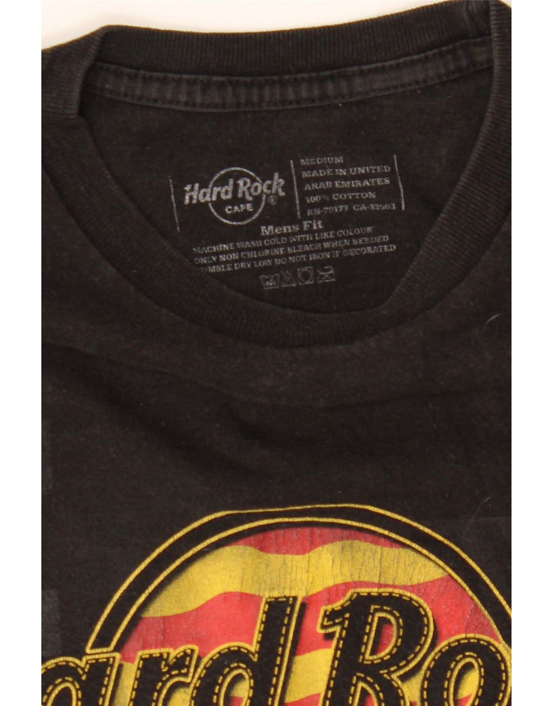 Hard Rock Cafe Herre Barcelona Grafisk T-Shirt Top Medium Sort Bomuld