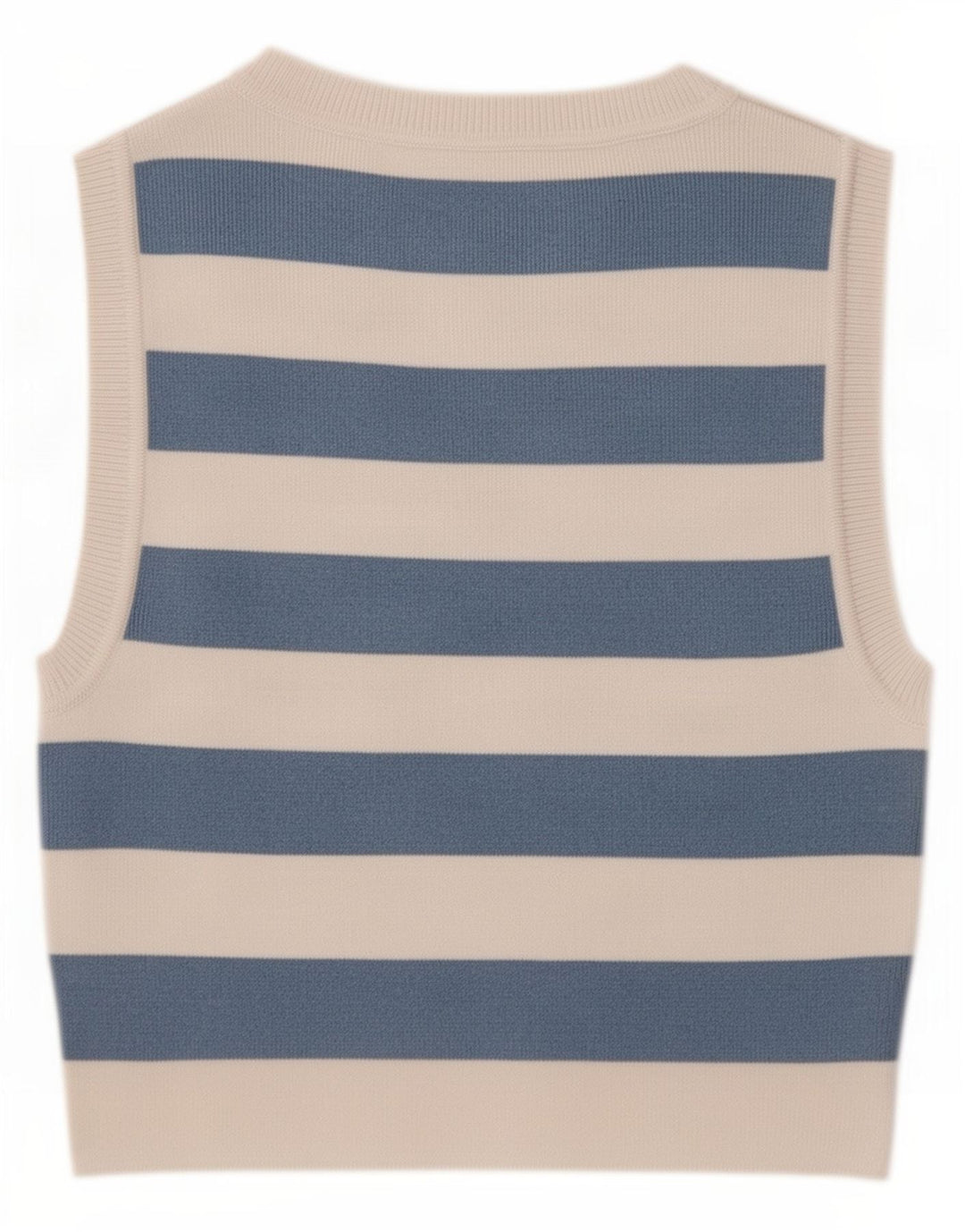 Zara Womens Crop Vest Top UK 12 Mellem blå stribet