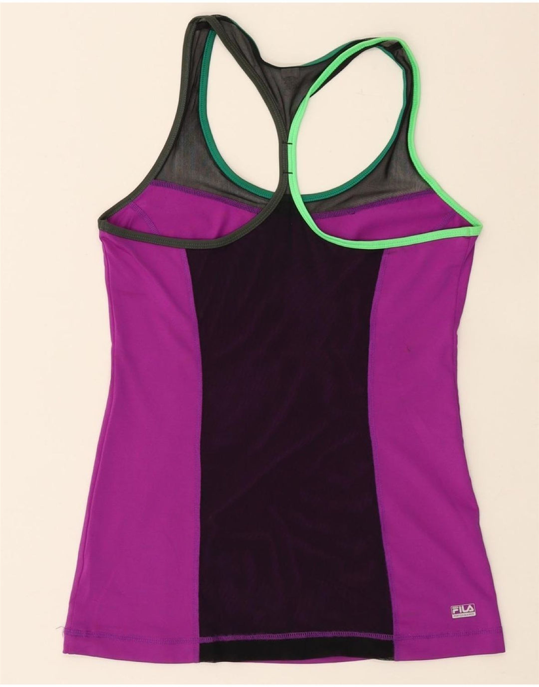 FILA Womens Vest Top UK 12 Medium Purple Colourblock Polyester Vintage Fila and Second-Hand Fila from Messina Hembry 