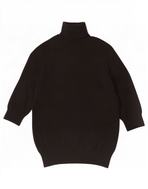 Zara Dame 3/4 ærmer rullehals sweater UK 8 Small Black Viscose
