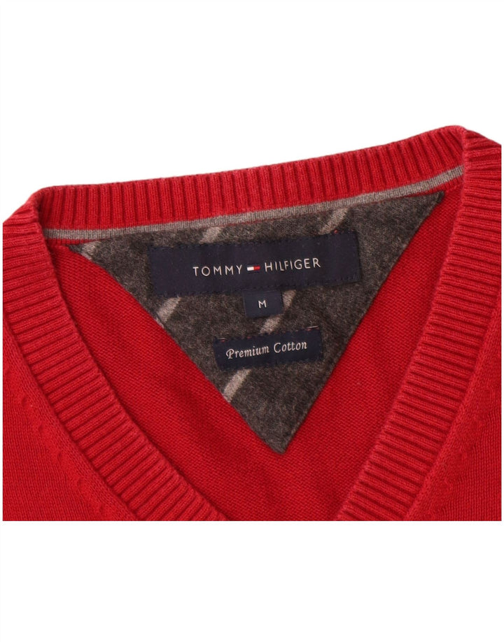 TOMMY HILFIGER Herre V-hals sweater Medium rød bomuld