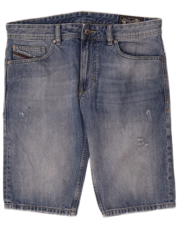Diesel Herre Distressed Denim Shorts W32 Medium Blue Cotton