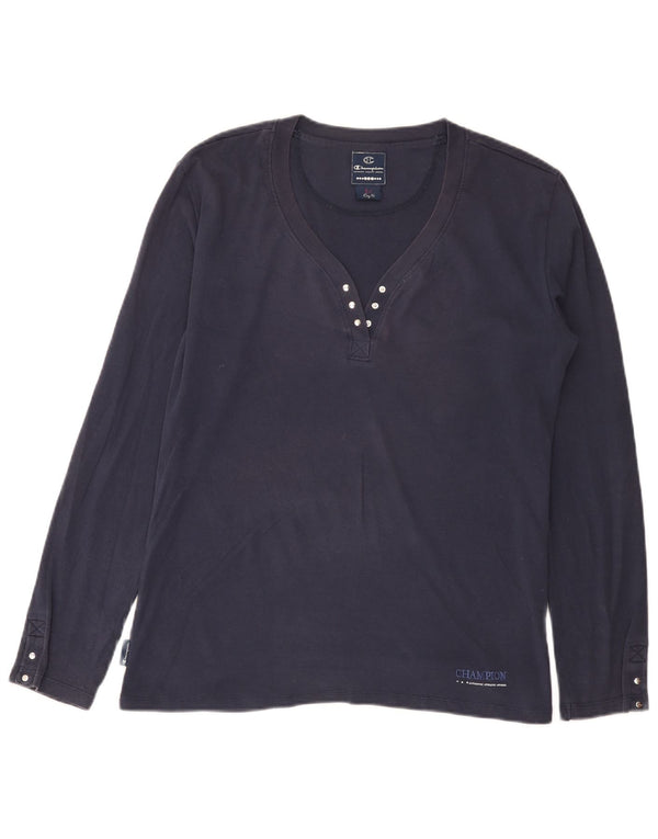 Champion Dame Easy Fit Top Langærmet UK 18 XL Navy Blue Bomuld