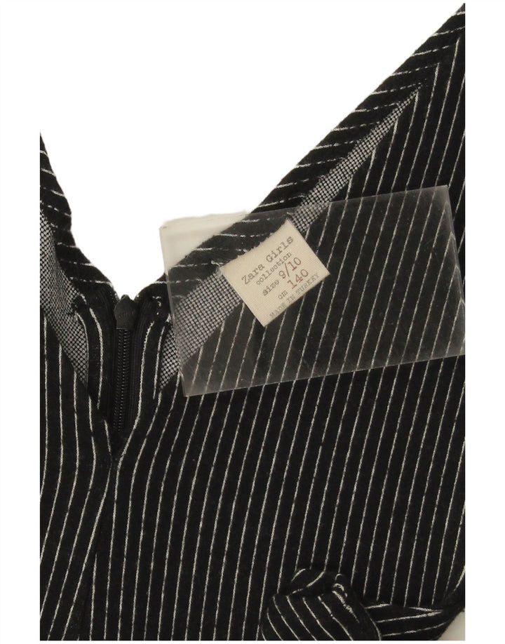ZARA Girls Sleeveless Jumpsuit 9-10 Years Black Pinstripe Polyester