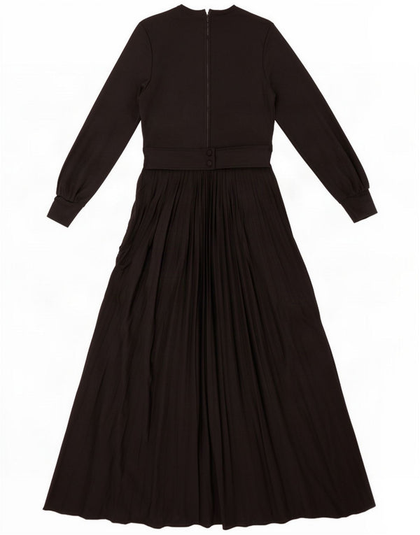 Vintage Dame Langærmet Maxikjole IT 44 Medium Sort
