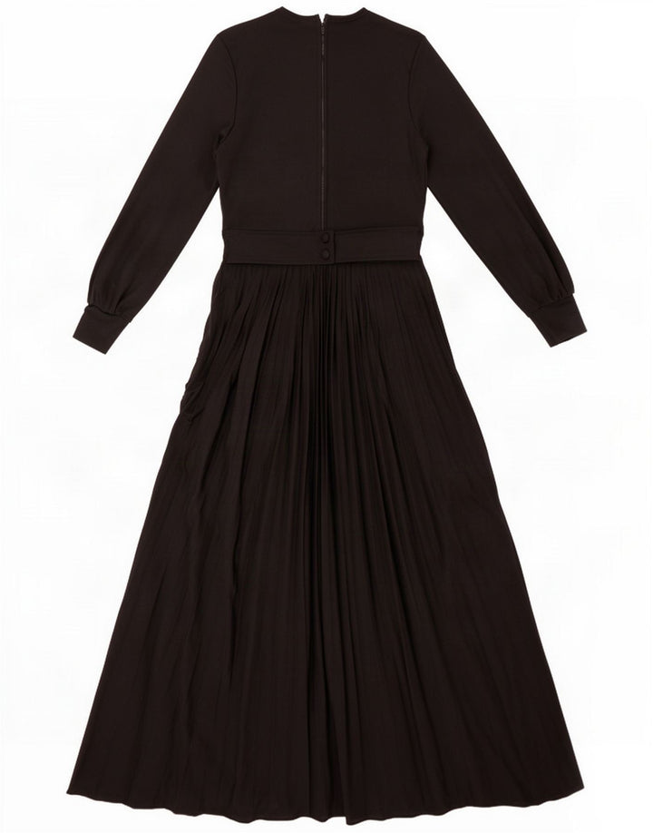 Vintage Dame Langærmet Maxikjole IT 44 Medium Sort